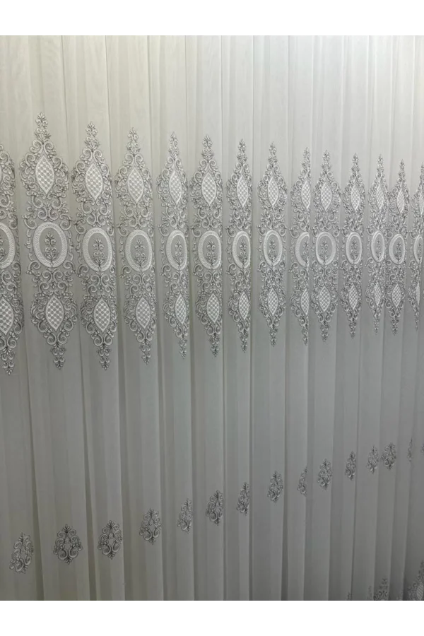 NİVEMESHOME MILANO 4014 SILBER DETAILLIERTES 1/3 DICHT GEFALTERTES VOILE-VORHANG APM