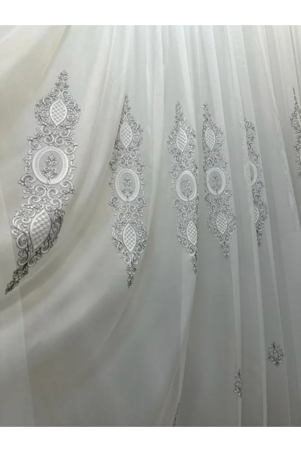 NİVEMESHOME MILANO 4014 SILBER DETAILLIERTES 1/3 DICHT GEFALTERTES VOILE-VORHANG APM