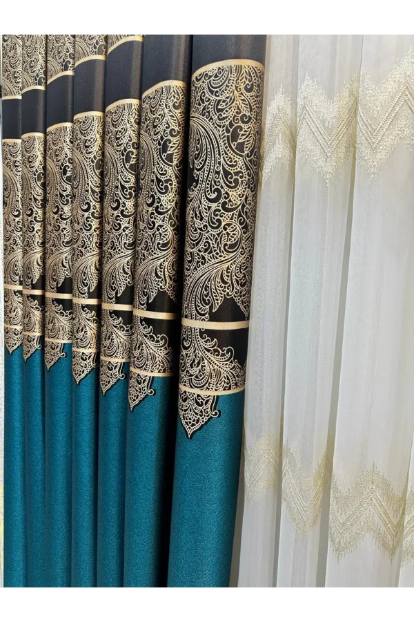 NİVEMESHOME MİLAS 671539 EMERALD GREEN 1/3 THICK PILE BACKGROUND CURTAIN APM