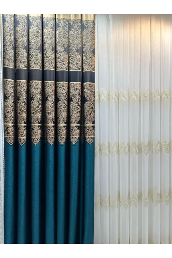 NİVEMESHOME MİLAS 671539 EMERALD GREEN 1/3 THICK PILE BACKGROUND CURTAIN APM