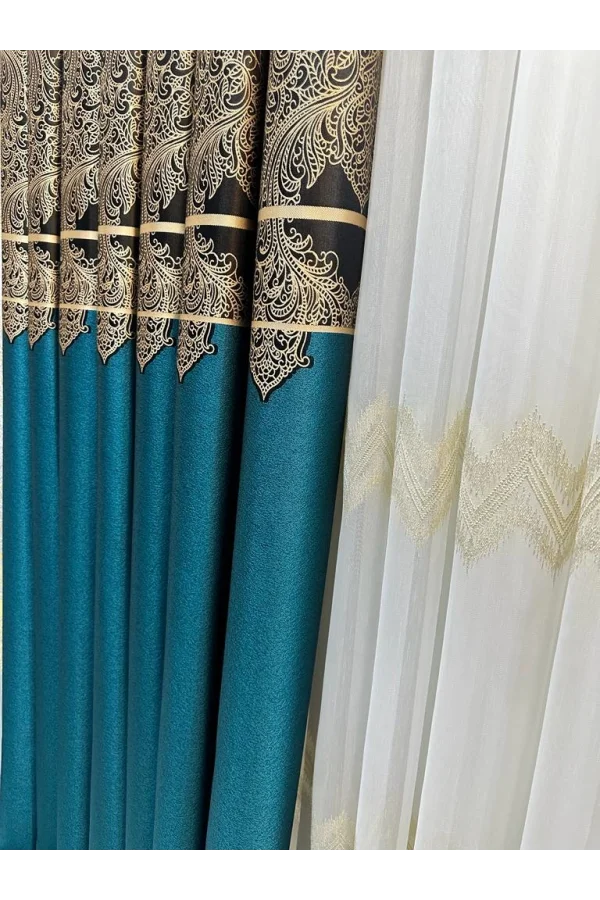 NİVEMESHOME MİLAS 671539 EMERALD GREEN 1/3 THICK PILE BACKGROUND CURTAIN APM