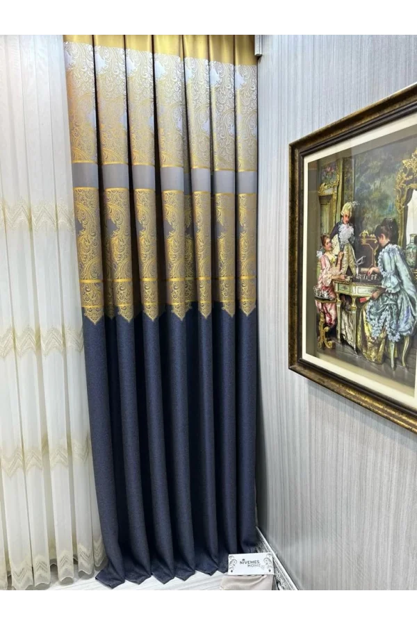 NİVEMESHOME MİLAS ANTHRACITE-GOLD 671539 1/3 THICK PILE CURTAIN APM