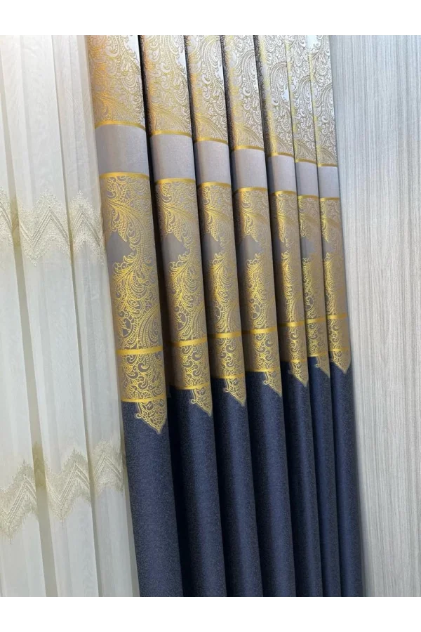 NİVEMESHOME MİLAS ANTHRACITE-GOLD 671539 1/3 THICK PILE CURTAIN APM
