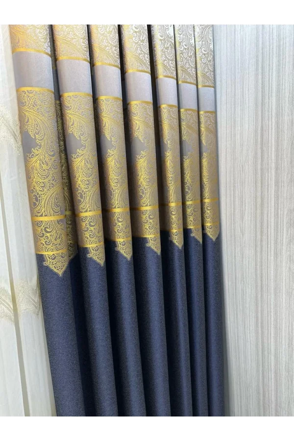 NİVEMESHOME MİLAS ANTHRACITE-GOLD 671539 1/3 THICK PILE CURTAIN APM