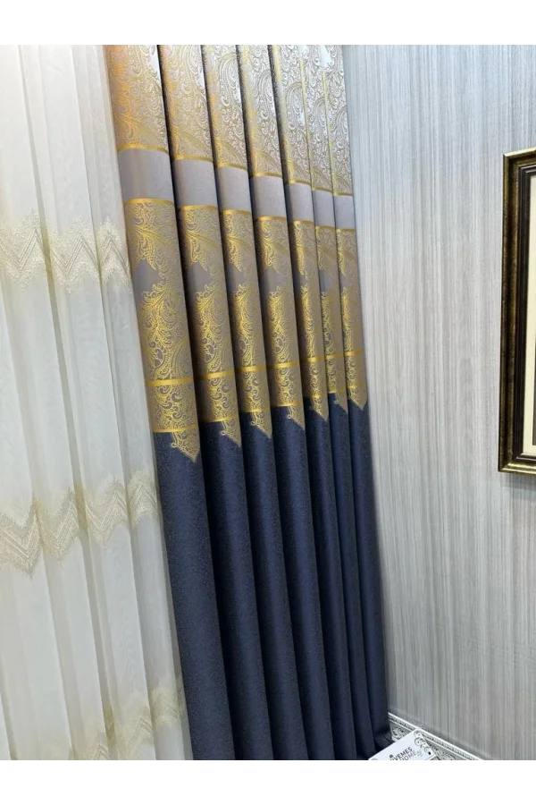 NİVEMESHOME MİLAS ANTHRACITE-GOLD 671539 1/3 THICK PILE CURTAIN APM