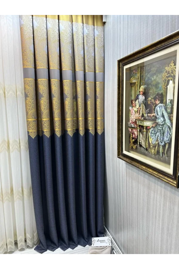NİVEMESHOME MİLAS ANTHRACITE-GOLD 671539 1/3 THICK PILE CURTAIN APM