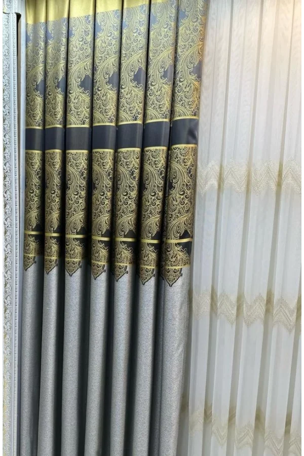 NİVEMESHOME MİLAS СЕРО-ЗОЛОТОЙ 671539 1/3 ПЛОТНЫЙ СКАЛЬЧНЫЙ ТЮЛЬ APM