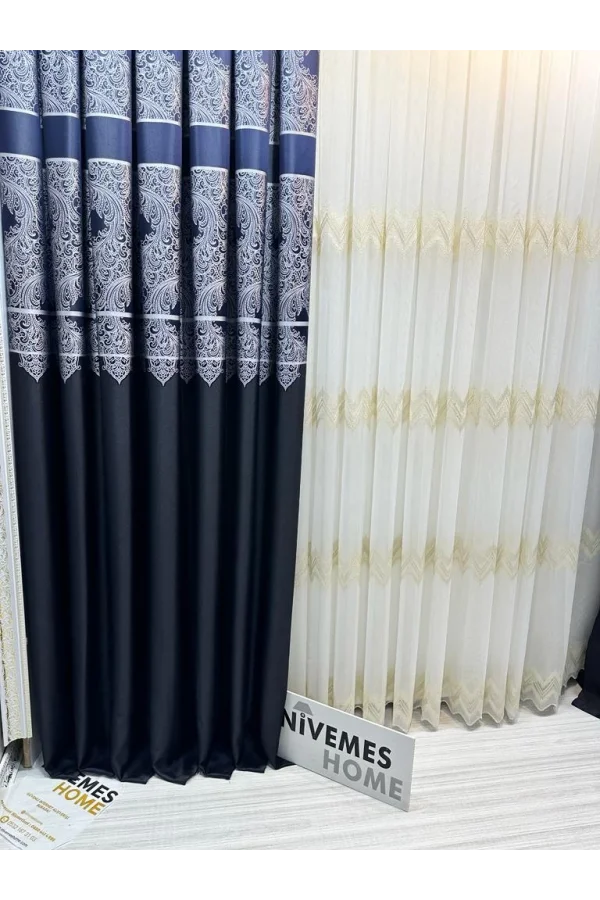 NİVEMESHOME MİLAS SİYAH 671539 1/3 SIK PİLELİ FON PERDE APM
