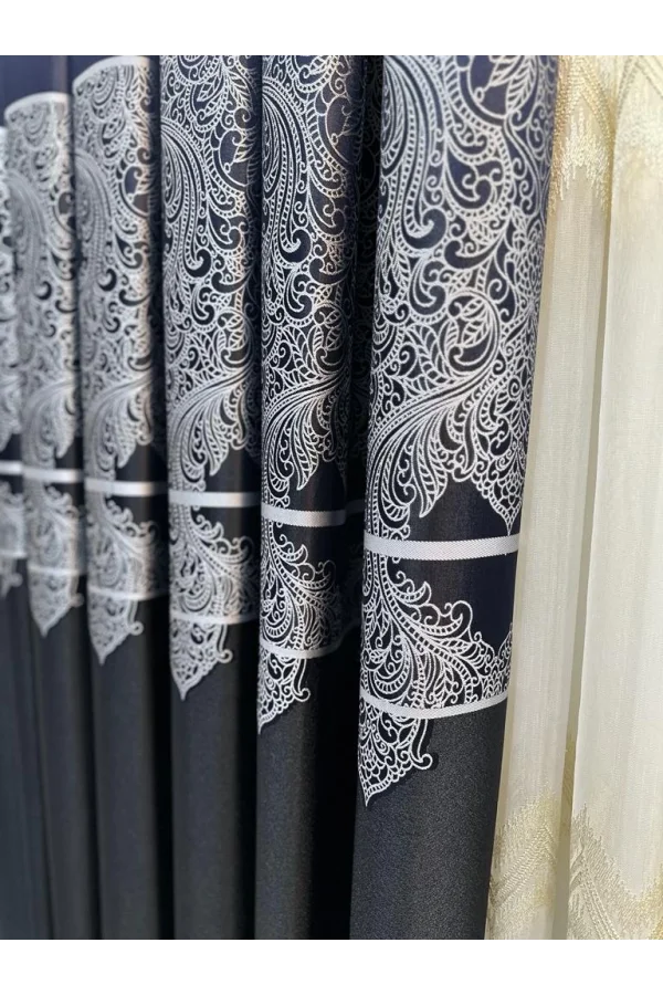 NİVEMESHOME MİLAS SİYAH 671539 1/3 SIK PİLELİ FON PERDE APM