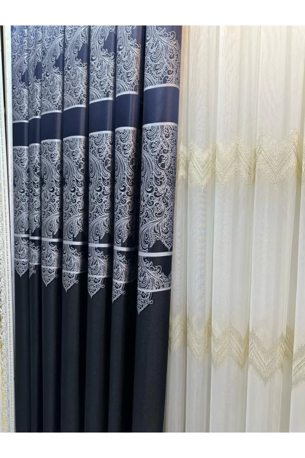 NİVEMESHOME MİLAS SİYAH 671539 1/3 SIK PİLELİ FON PERDE APM