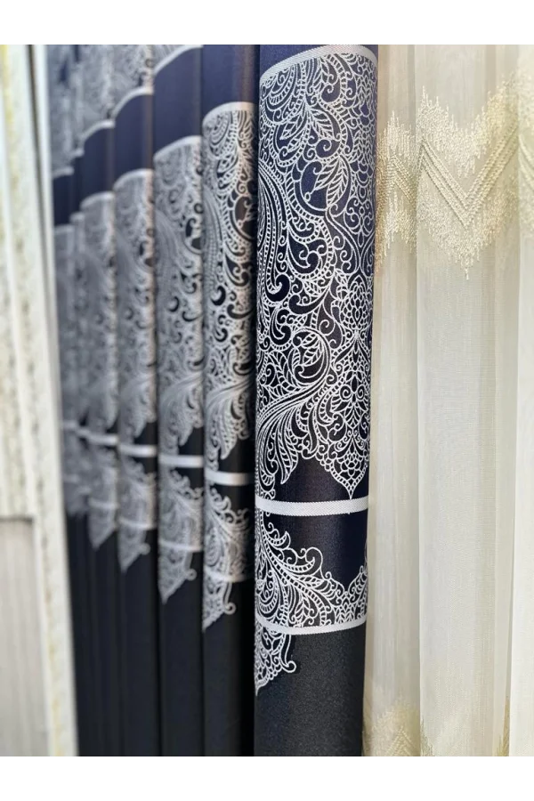 NİVEMESHOME MİLAS SİYAH 671539 1/3 SIK PİLELİ FON PERDE APM