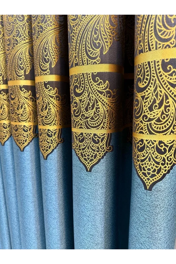 NİVEMESHOME MİLAS TURQUESA-ORO 671539 1/3 CORTINA DE FONDO PLISADA APM