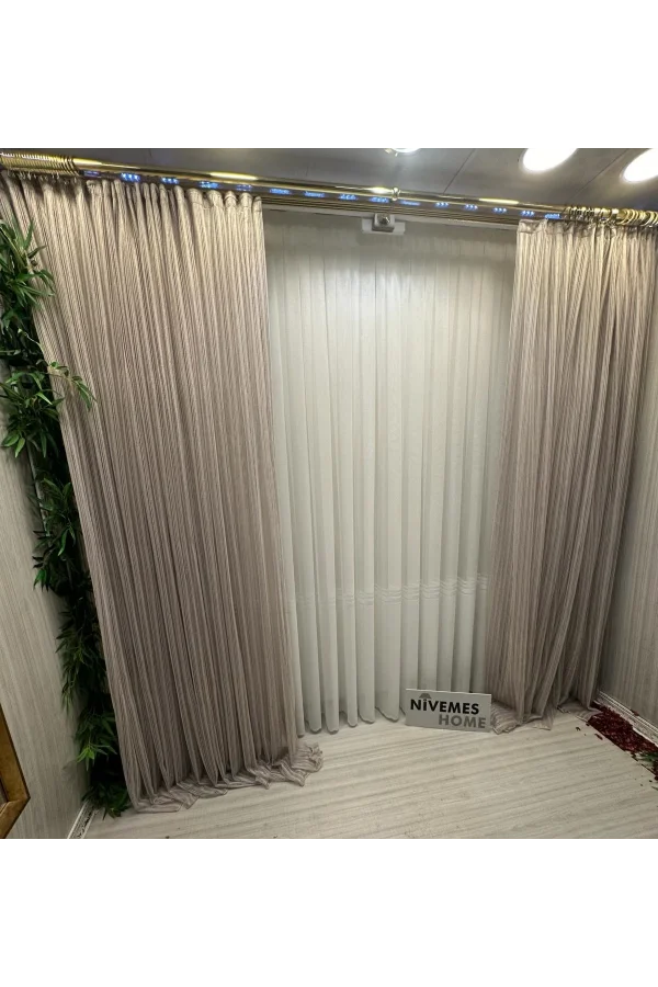 NİVEMESHOME MIRABELLA2 WJ12031.802 1/3 SIK PİLELİ TÜL PERDE APM