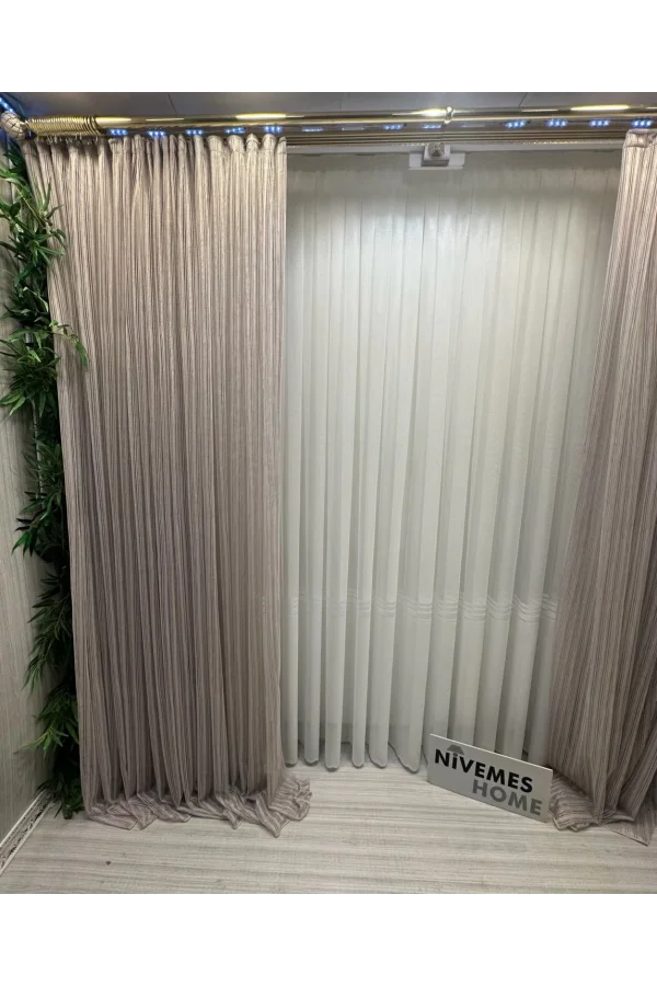NİVEMESHOME MIRABELLA2 WJ12031.802 1/3 SIK PİLELİ TÜL PERDE APM