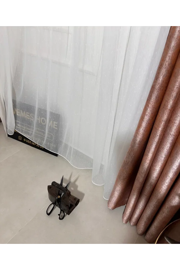 NİVEMESHOME MIZRAKLI FIR0914 AR03102 1/2,5 SIK PİLELİ BEYAZ TÜL PERDE APM