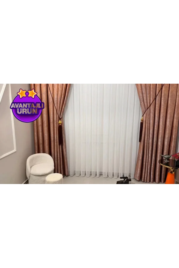 NİVEMESHOME MIZRAKLI FIR0914 AR03102 1/3 SIK PİLELİ BEYAZ TÜL PERDE APM