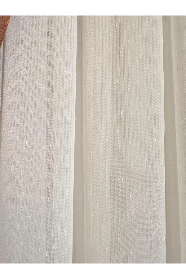 NİVEMESHOME MIZRAKLI FIR0914 AR03102 1/3 SIK PİLELİ BEYAZ TÜL PERDE APM