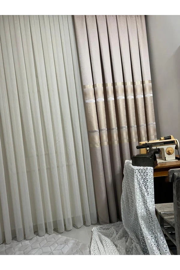 NİVEMESHOME LANZE FEUER0914 AR03102 RAUCHFARBE 1/3 DICK GERÜSCHTER TÜLL VORHANG APM