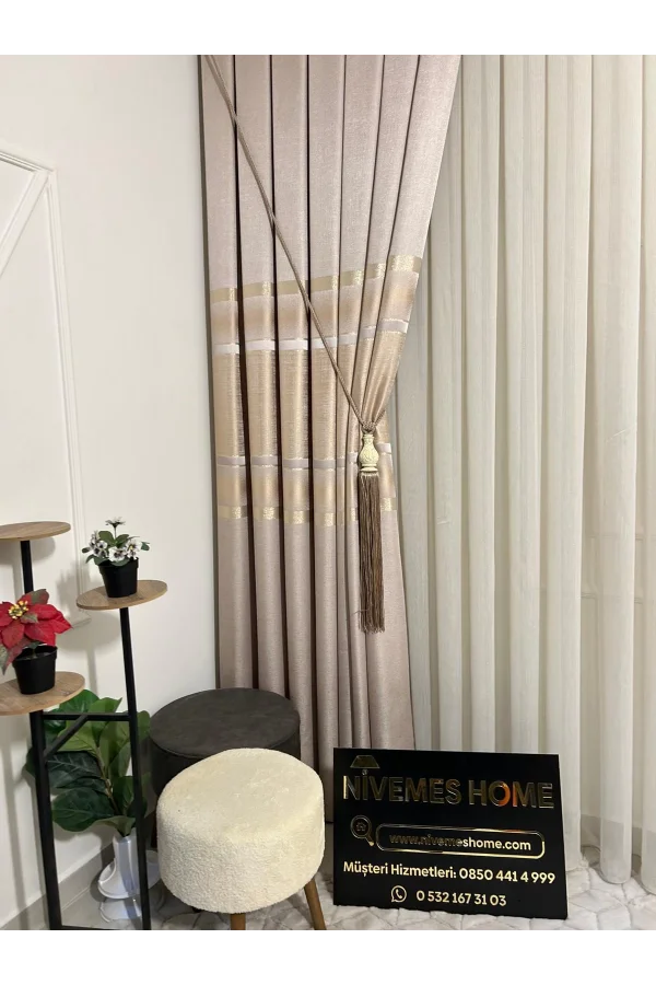 NİVEMESHOME LANZE FEUER0914 AR03102 RAUCHFARBE 1/3 DICK GERÜSCHTER TÜLL VORHANG APM