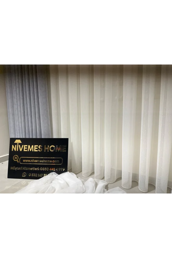 NİVEMESHOME MIZRAKLI FIR0914 AR03102 V-102 1/2,5 SIK PİLELİ TÜL PERDE APM