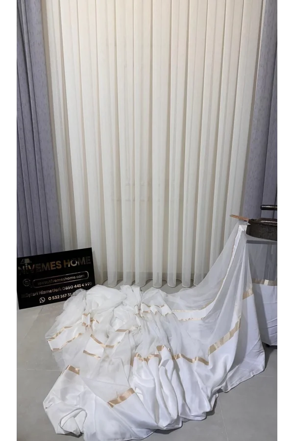 NİVEMESHOME SPITZENLANZE FIR0914 AR03102 V-102 1/3 ENG PLEATED TÜLLVORHANG APM