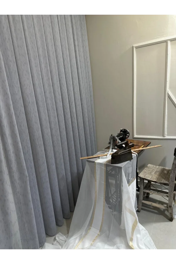 NİVEMESHOME MIZRAKLI FIR0914 AR03102 V-105 GRİ 1/2,5 SIK PİLELİ TÜL PERDE APM