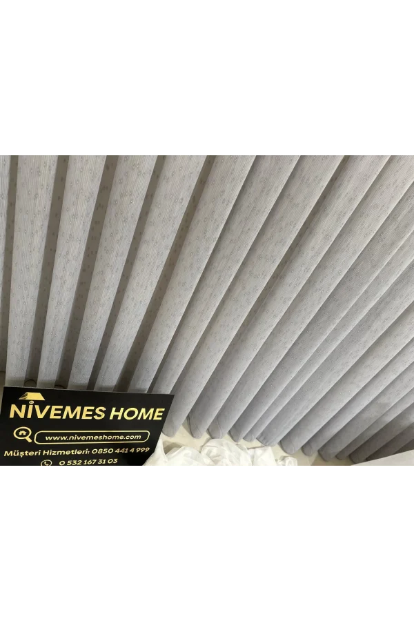 NİVEMESHOME MIZRAKLI FIR0914 AR03102 V-105 GRİ 1/2,5 SIK PİLELİ TÜL PERDE APM