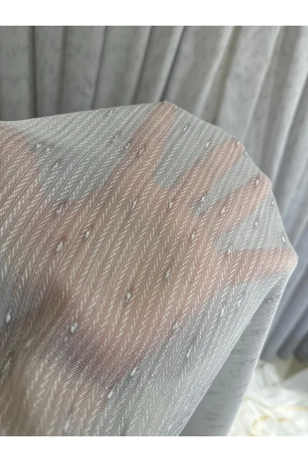 NİVEMESHOME MIZRAKLI FIR0914 AR03102 V-105 GRİ 1/2,5 SIK PİLELİ TÜL PERDE APM