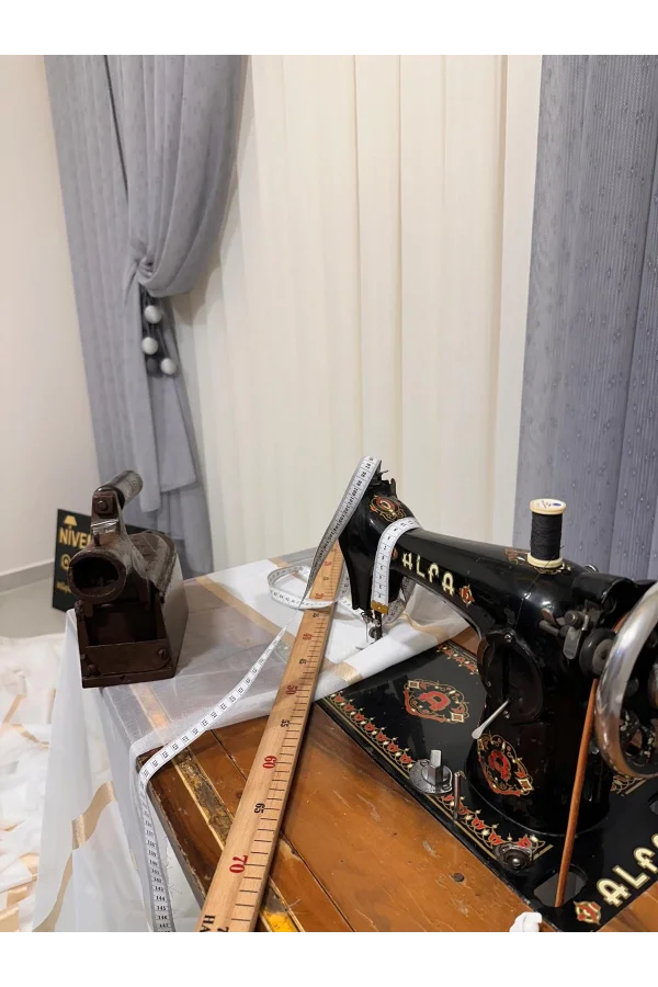 NİVEMESHOME MIZRAKLI FIR0914 AR03102 V-105 GRİ 1/2,5 SIK PİLELİ TÜL PERDE APM