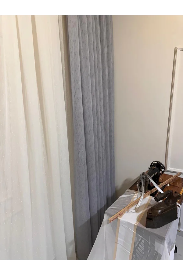 NİVEMESHOME MIZRAKLI FIR0914 AR03102 V-105 GRİ 1/3 SIK PİLELİ TÜL PERDE APM