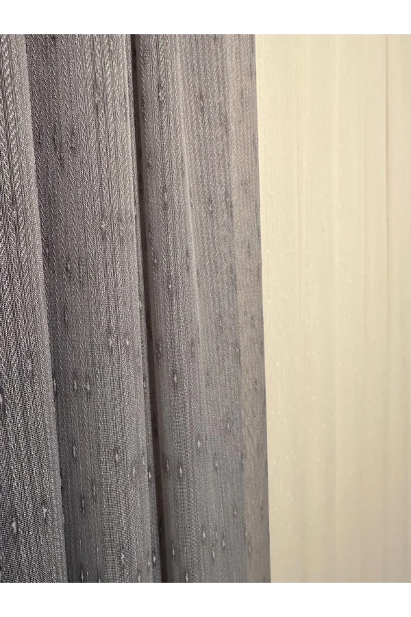 NİVEMESHOME MIZRAKLI FIR0914 AR03102 V-105 GRİ 1/3 SIK PİLELİ TÜL PERDE APM