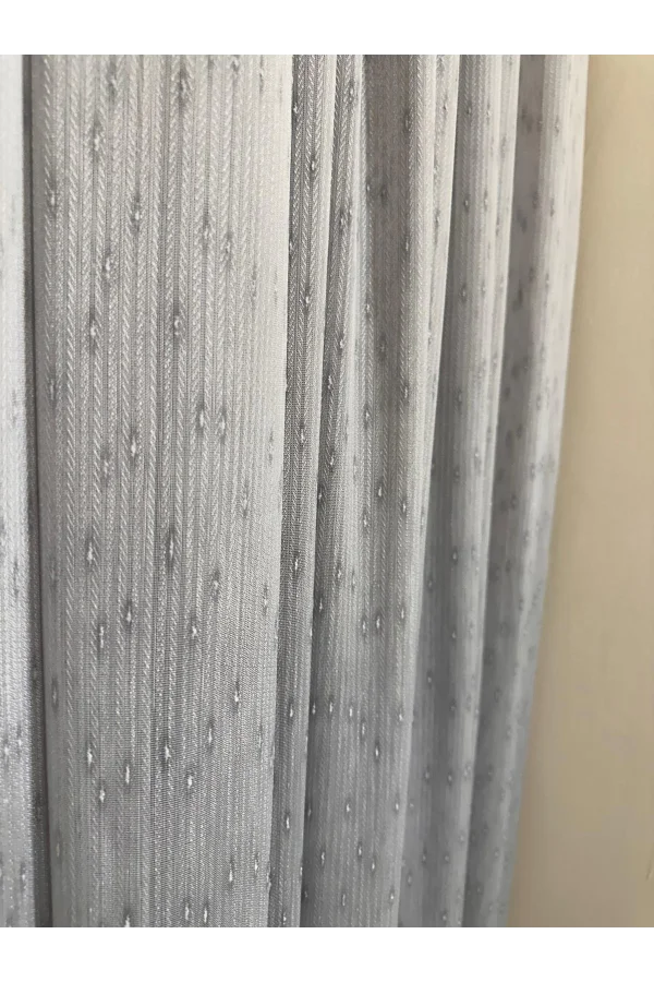 NİVEMESHOME MIZRAKLI FIR0914 AR03102 V-105 GRİ 1/3 SIK PİLELİ TÜL PERDE APM