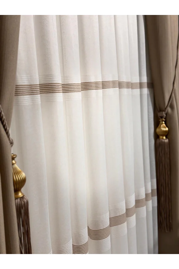 NİVEMESHOME MODERN KAFFEEVERLAUF 1/3 DICKFALTEX TÜLLVORHANG APM