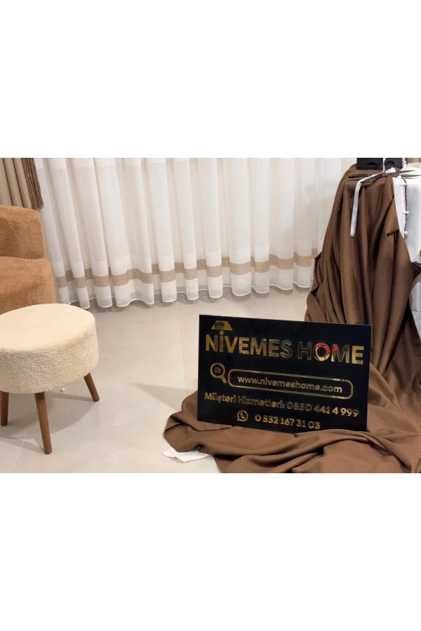 NİVEMESHOME MODERN KAFFEEVERLAUF 1/3 DICKFALTEX TÜLLVORHANG APM