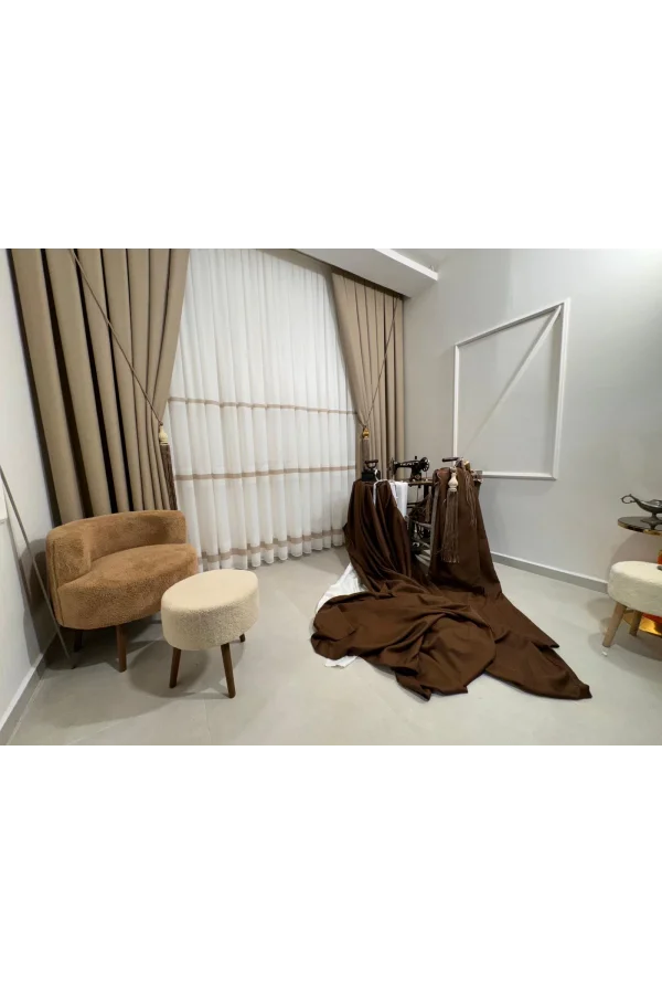 NİVEMESHOME MODERN KAFFEEVERLAUF 1/3 DICKFALTEX TÜLLVORHANG APM