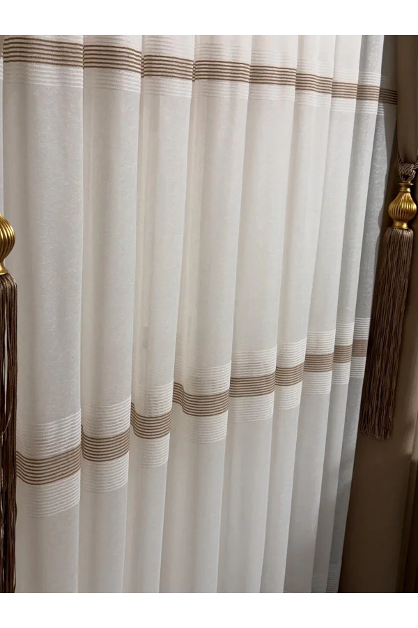 NİVEMESHOME MODERN KAFFEEVERLAUF 1/3 DICKFALTEX TÜLLVORHANG APM