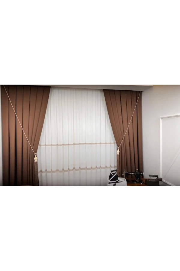 NİVEMESHOME MODERN KAFFEEVERLAUF 1/3 DICKFALTEX TÜLLVORHANG APM