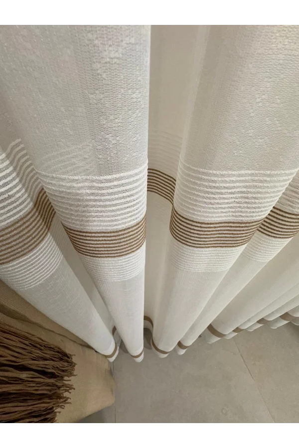 NİVEMESHOME MODERN KAFFEEVERLAUF 1/3 DICKFALTEX TÜLLVORHANG APM