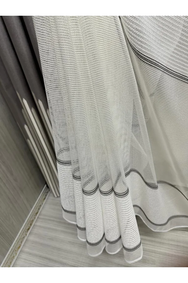 NİVEMESHOME MODERN ZIRH GÖRÜNÜMLÜ ECRÚ 1/3 PLISADA CORTINA DE TUL APM