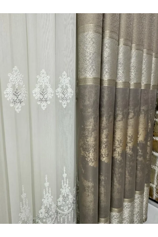 NİVEMESHOME MONALİZZA V-5421 1/3 SIK PİLELİ FON PERDE PERDE APM