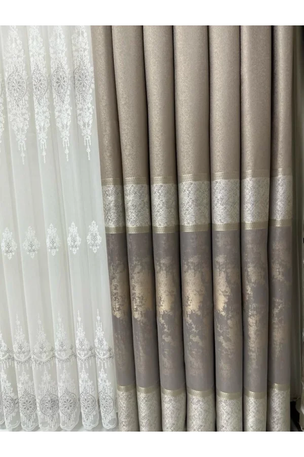 NİVEMESHOME MONALİZZA V-5421 1/3 SIK PİLELİ FON PERDE PERDE APM