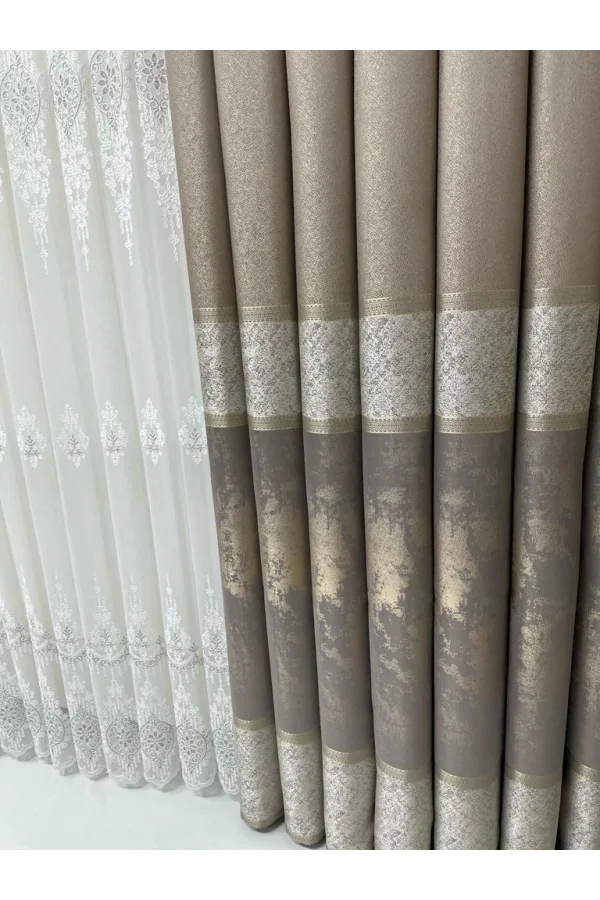 NİVEMESHOME MONALİZZA V-5421 1/3 SIK PİLELİ FON PERDE PERDE APM