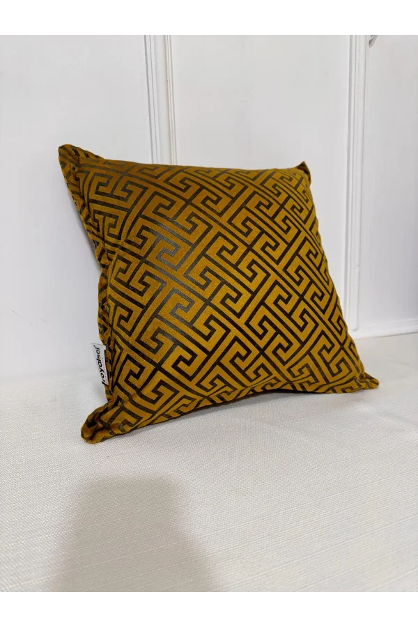 NİVEMESHOME MONET ZİGZAG ELYAF DOLGULU KIRLENT HARDAL-ANTRASİT 45 X 45