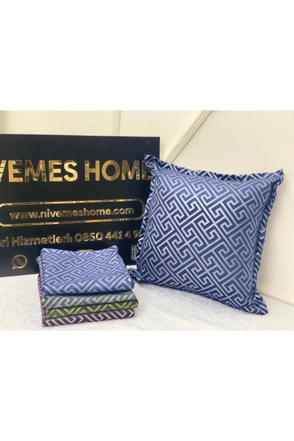 NİVEMESHOME MONET ZIGZAG FIBRA CUSCINO RIPIENO BLU SCURO 45 X 45