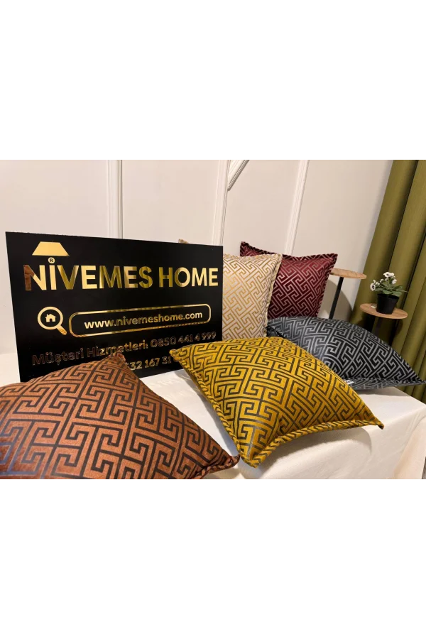 NİVEMESHOME MONET ZİGZAG COJÍN DE FIBRA RELLENO AMARILLO-CREMA 45 X 45