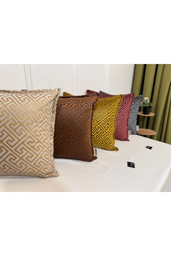 NİVEMESHOME MONET ZİGZAG PILLOW COVER COFFEE-ANTHRACITE 45 X 45