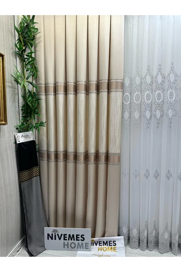 NİVEMESHOME MOZAİK FT614163 V-101 CREMA 1/3 TESSUTO FONDO A TESSITURA FITA PESANTE