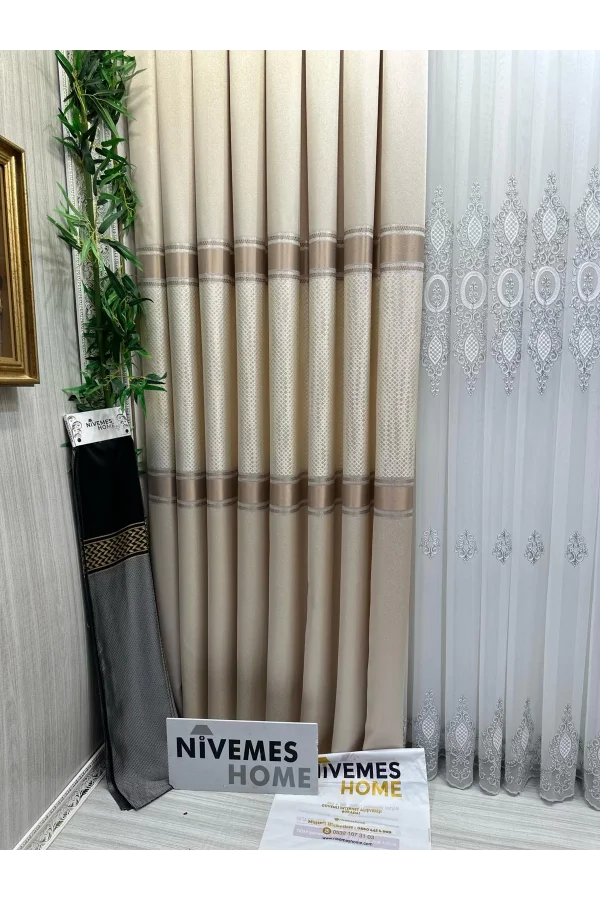 NİVEMESHOME MOZAİK FT614163 V-101 CREMA 1/3 TESSUTO FONDO A TESSITURA FITA PESANTE