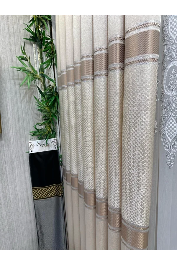 NİVEMESHOME MOZAİK FT614163 V-101 CREMA 1/3 TESSUTO FONDO A TESSITURA FITA PESANTE