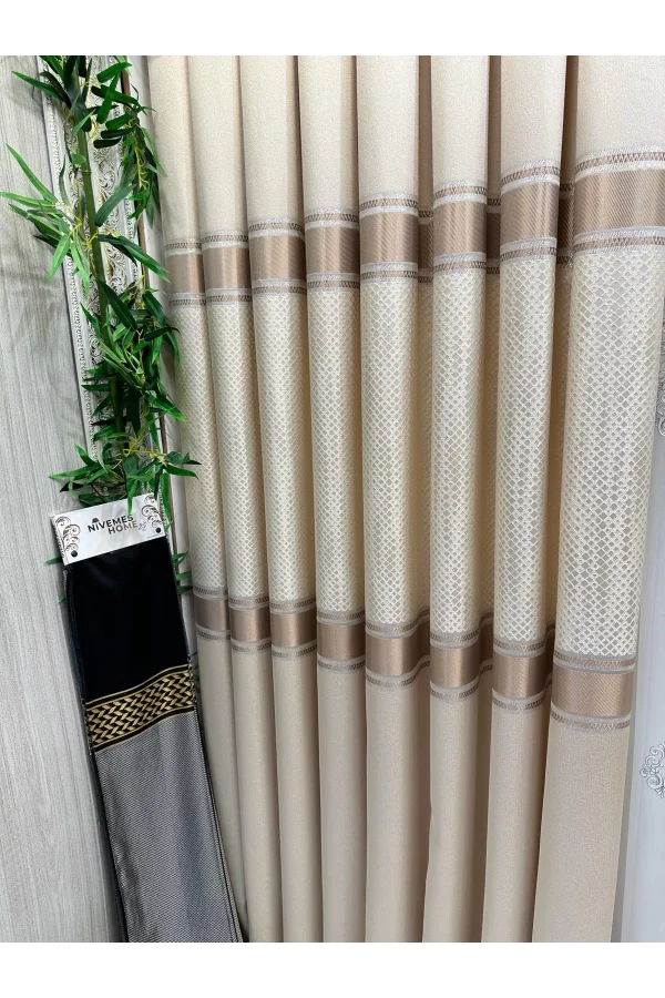 NİVEMESHOME MOZAİK FT614163 V-101 CREMA 1/3 TESSUTO FONDO A TESSITURA FITA PESANTE